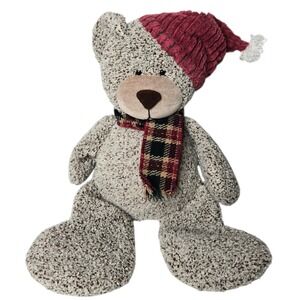 Vintage Russ Berrie Cordy Teddy Bear‎ 12" Winter Hat Scarf Weighted Plush Mantle